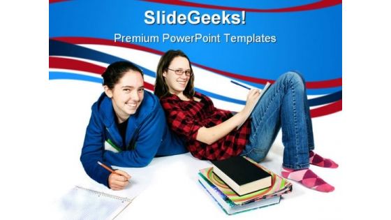 Teen Girls Doing Homework Education PowerPoint Templates And PowerPoint Backgrounds 0311