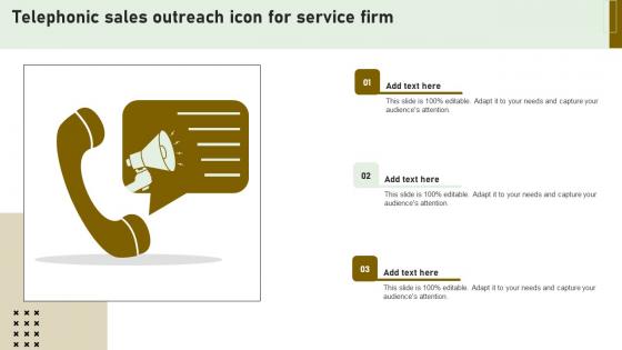 Telephonic Sales Outreach Icon For Service Firm Ideas Pdf