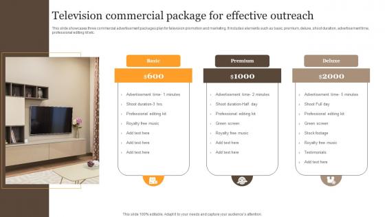 Television Commercial Package For Effective Outreach Icons Pdf