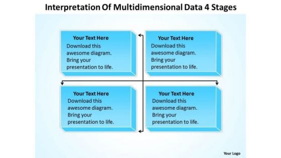 Template For Organizational Chart Of Multidimensional Data 4 Stages PowerPoint Templates