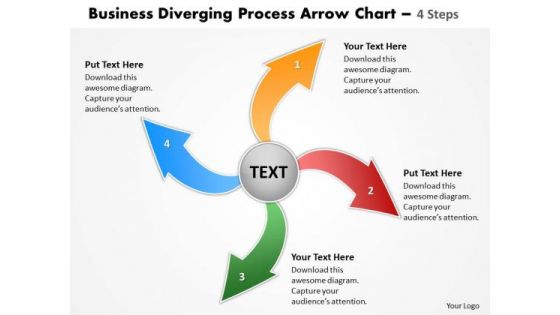 Templates Diverging Process Arrow Chart 4 Steps Cycle Flow Diagram PowerPoint Slides