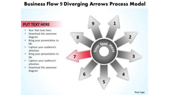 Templates Flow 9 Diverging Arrows Process Model Cycle Chart PowerPoint