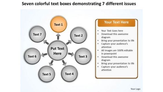 Text Boxes Demonstrating 7 Different Issues Ppt Circular Diagram PowerPoint Templates