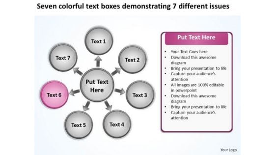 Text Boxes Demonstrating 7 Different Issues Ppt Circular Flow Diagram PowerPoint Templates