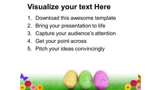 Textured Easter Eggs With Garden Theme PowerPoint Templates Ppt Backgrounds For Slides 0313