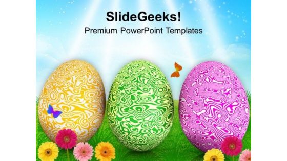 Textured Easter Eggs With Garden Theme PowerPoint Templates Ppt Backgrounds For Slides 0313