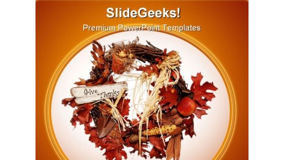Thanksgiving Wreath Religion PowerPoint Template 1110