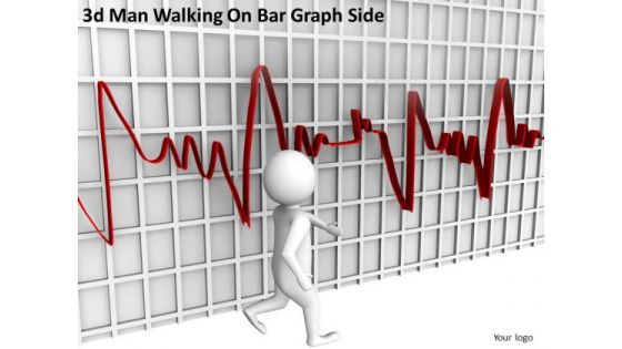 The Business People 3d Man Walking On Bar Graph Side PowerPoint Slides
