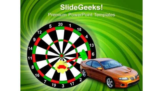 The Darts With The Car As Target PowerPoint Templates And PowerPoint Themes 1012