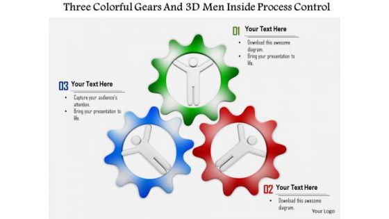 Three Colorful Gears And 3d Men Inside Process Control