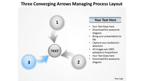 Three Converging Arrow Managing Process Layout Cycle PowerPoint Templates