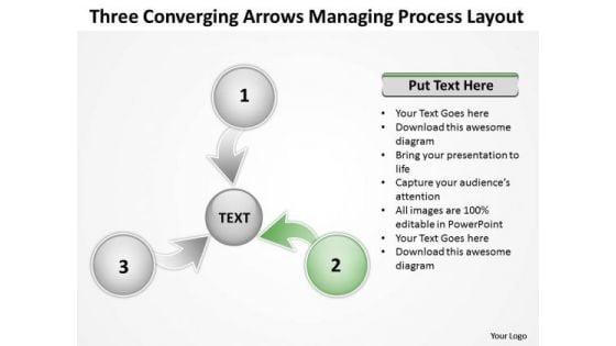 Three Converging Arrows Managing Process Layout Cycle PowerPoint Template