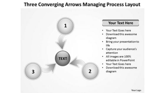 Three Converging Arrows Managing Process Layout Cycle PowerPoint Templates