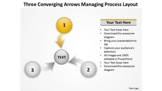 Three Converging Arrows Managing Process Layout Ppt Cycle PowerPoint Templates