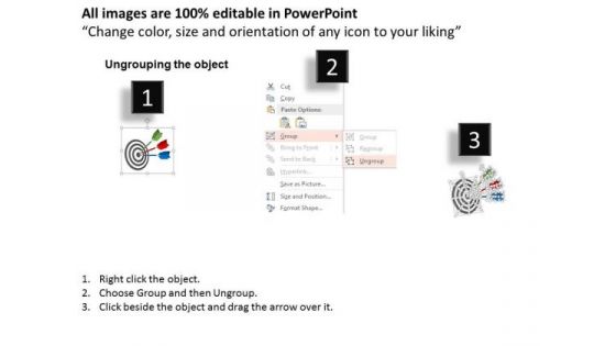Three Darts On Board For Target Planning PowerPoint Template