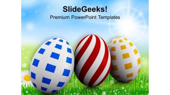 Three Different Colored And Easter Eggs PowerPoint Templates Ppt Backgrounds For Slides 0313