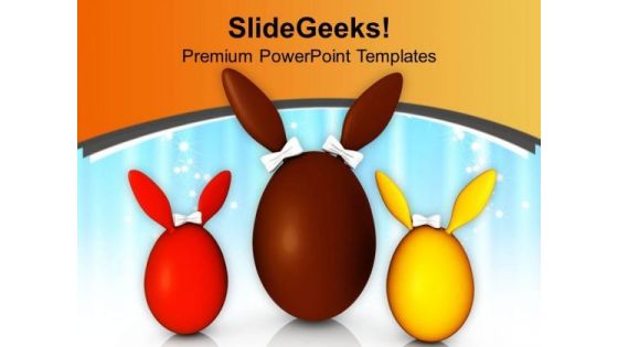 Three Different Colored Bunny Eggs PowerPoint Templates Ppt Backgrounds For Slides 0813