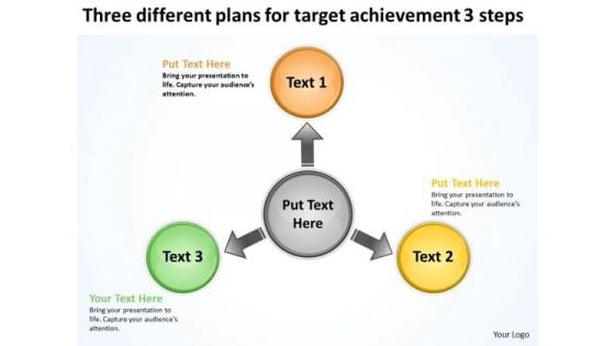 Three Different Plans For Target Achievement 3 Steps Charts And PowerPoint Slides