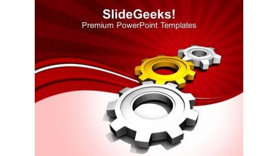 Three Gear System Mechanical Theme PowerPoint Templates Ppt Backgrounds For Slides 0413