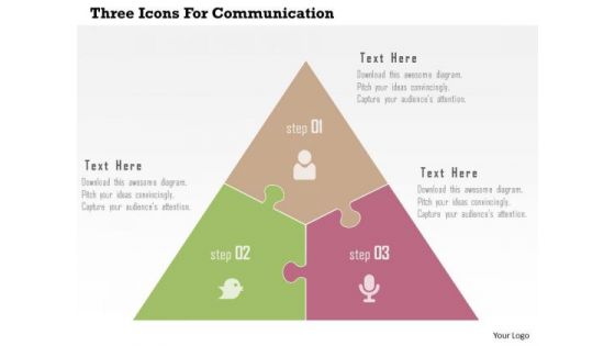 Three Icons For Communication Presentation Template