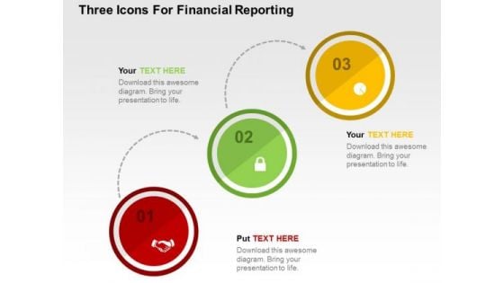 Three Icons For Financial Reporting PowerPoint Template