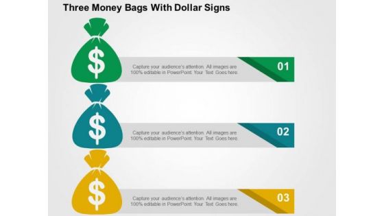 Three Money Bags With Dollar Signs PowerPoint Templates