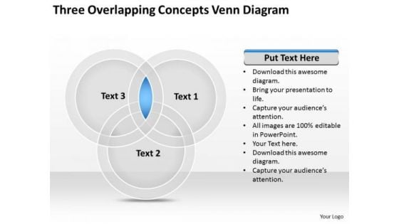 Three Overlapping Concepts Venn Diagram Ppt Business Plan PowerPoint Templates