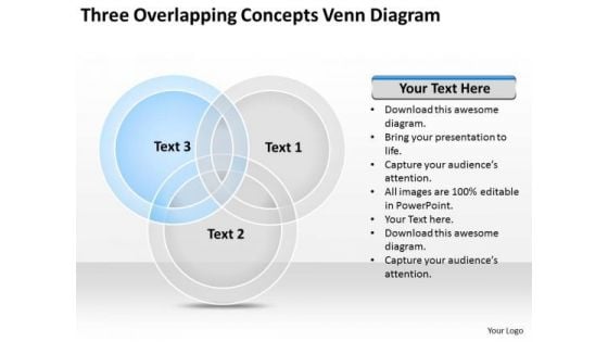 Three Overlapping Concepts Venn Diagram Ppt Simple Business Plan PowerPoint Slides