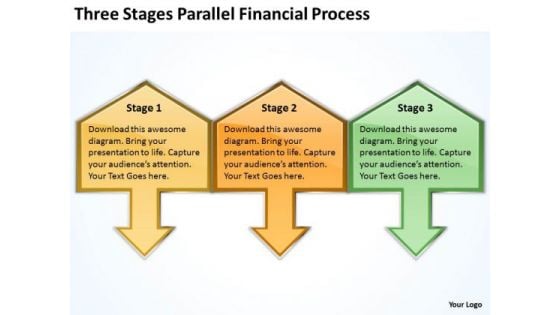 Three Stages Parallel Financial Process Business Continuity Plan Template PowerPoint Slides