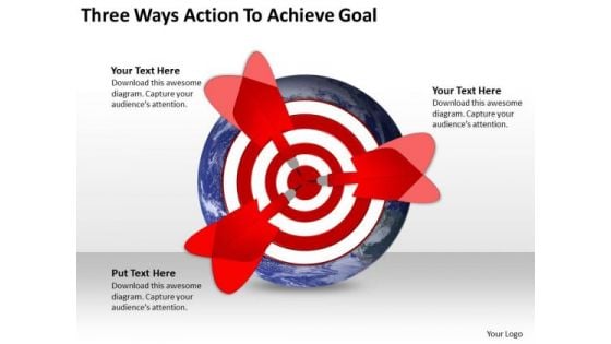 Three Ways Action To Achieve Goal Circular Flow Network PowerPoint Templates