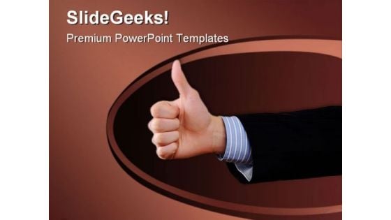 Thumbup Man Business PowerPoint Backgrounds And Templates 0111