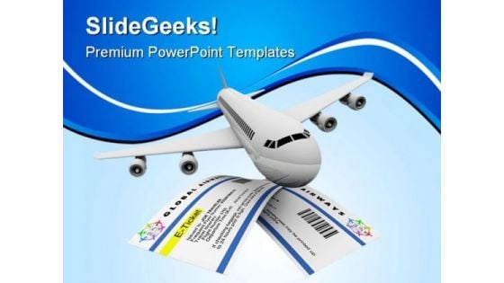 Tickets And Airplane Travel PowerPoint Templates And PowerPoint Backgrounds 0611