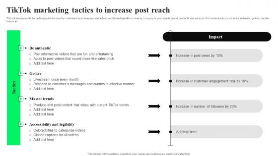 TikTok Marketing Tactics To Increase Post Reach TikTok Advertising Strategies To Provide Effective Template Pdf
