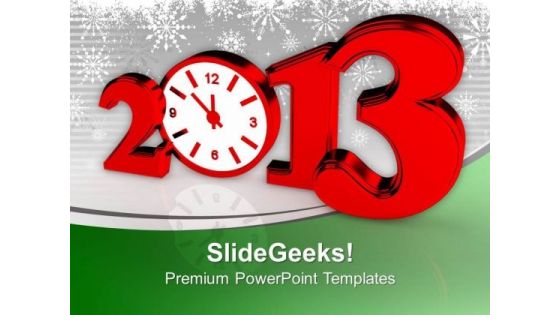 Time Concept With Clock New Year Red PowerPoint Templates Ppt Backgrounds For Slides 0113