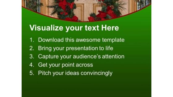 Time To Celebrate Christmas With Wreath PowerPoint Templates Ppt Backgrounds For Slides 0513