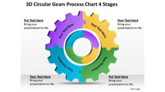 Timeline 3d Circular Gears Process Chart 4 Stages Timeline