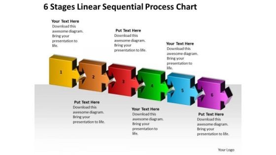 Timeline 6 Stages Linear Sequential Process Chart