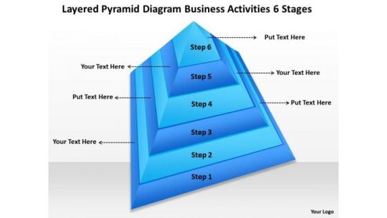 Timeline Layered Pyramid Diagram Business Activities 6 Stages