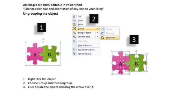 Timeline PowerPoint Template 2 Stages To Solve Puzzle
