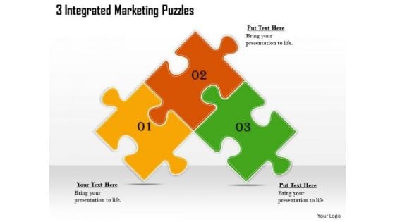 Timeline PowerPoint Template 3 Integrated Marketing Puzzles