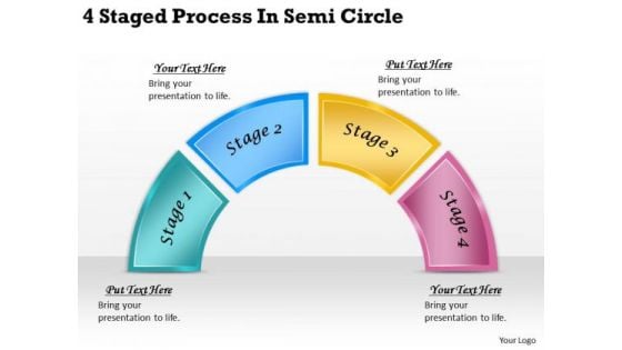 Timeline PowerPoint Template 4 Staged Process In Semi Circle