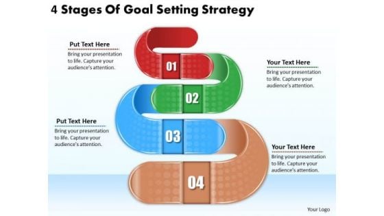 Timeline PowerPoint Template 4 Stages Of Goal Setting Strategy