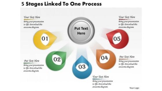 Timeline PowerPoint Template 5 Stages Linked To One Process