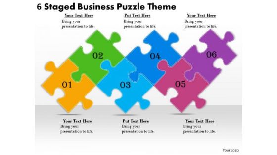 Timeline PowerPoint Template 6 Staged Business Puzzle Theme