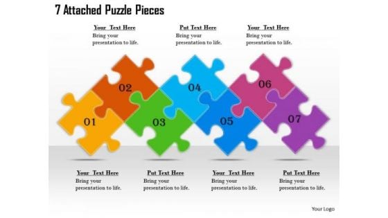 Timeline PowerPoint Template 7 Attached Puzzle Pieces Timeline PowerPoint Template 7 Attached Puzzle Pieces