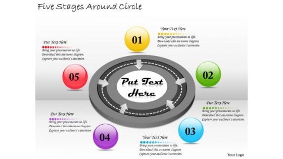 Timeline PowerPoint Template Five Stages Around Circle