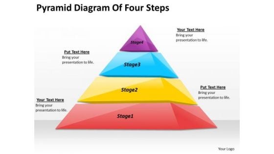 Timeline PowerPoint Template Pyramid Diagram Of Four Steps