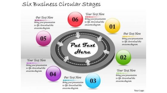 Timeline PowerPoint Template Six Business Circular Stages