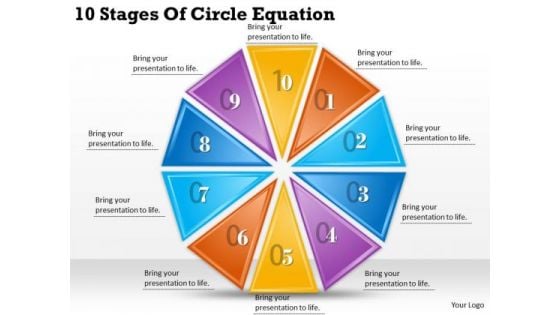 Timeline Ppt Template 10 Stages Of Circle Equation