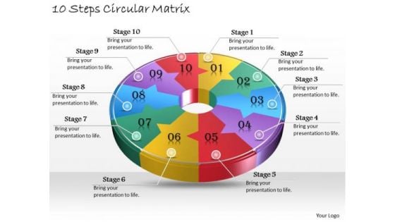 Timeline Ppt Template 10 Steps Circular Matrix